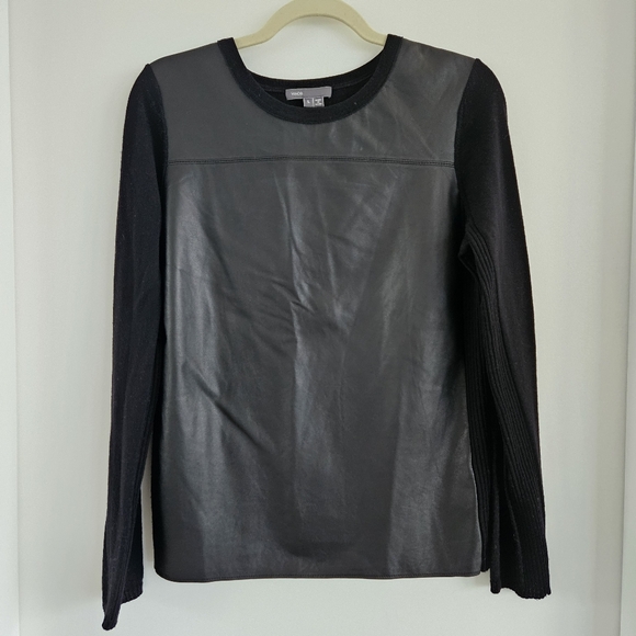 Vince Wool and Leather Sweater - Picture 1 of 14
